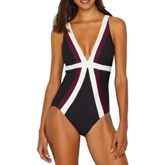 NWT Miraclesuit SHIRAZ Size 8 Spectra Trilogy One-Piece Swimsuit Slimming V Neck - Picture 2 of 7